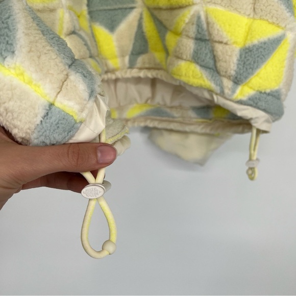 Free People Movement Mountain High Yellow Blue Geometric Print Sherpa Puffer NWT - Picture 7 of 10